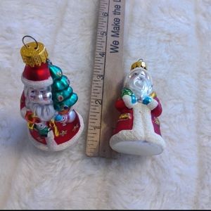 Vintage set of glass old world santas